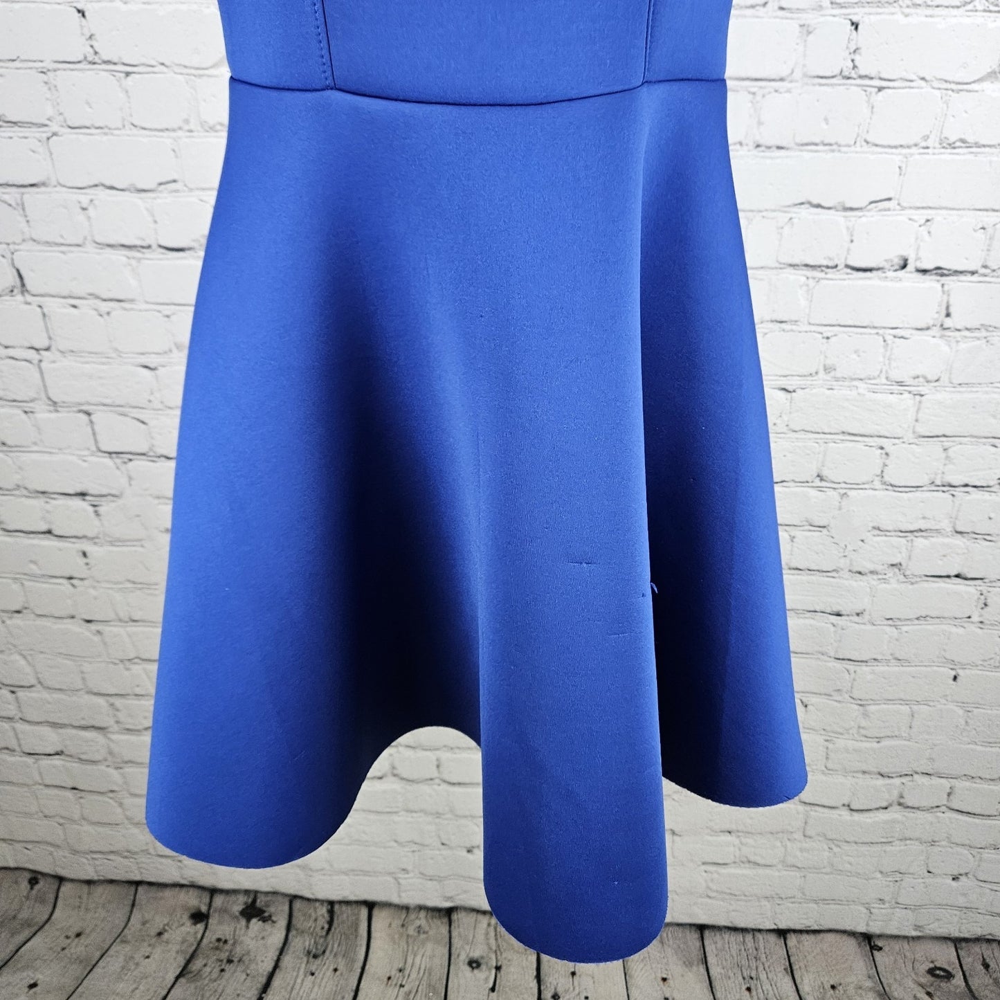 AQUA Blue Sleeveless Square Neck Stretch A-Line Short Dress USA Medium M