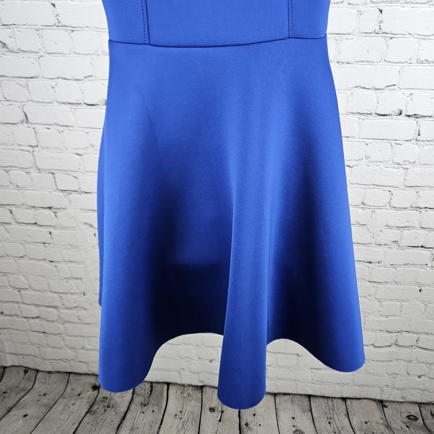 AQUA Blue Sleeveless Square Neck Stretch A-Line Short Dress USA Medium M