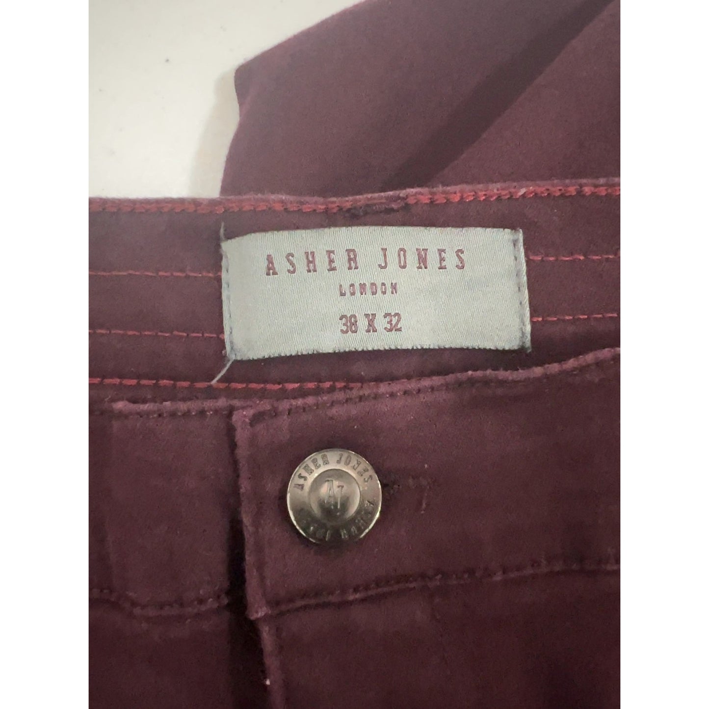 Asher Jones Burgundy Stretch Twill Zip Pocket Straight Leg Pants (38x32)