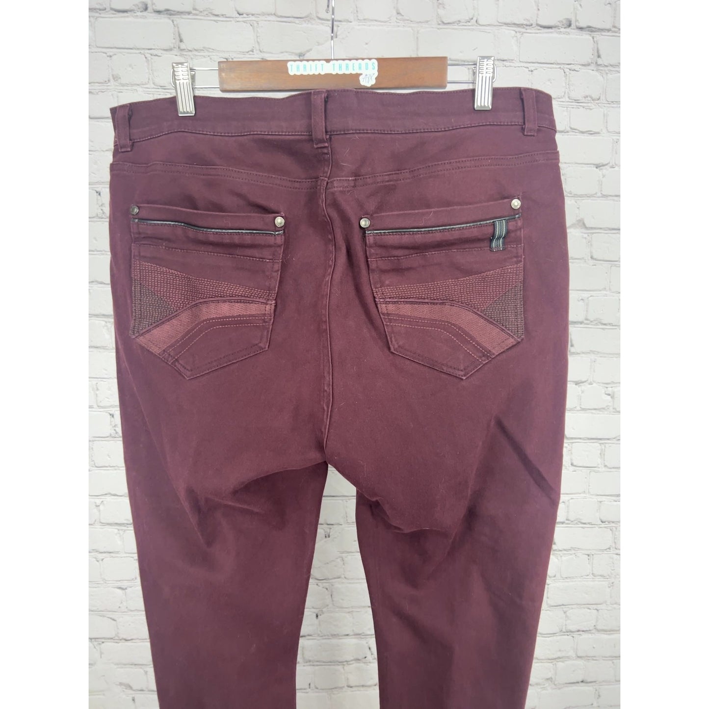 Asher Jones Burgundy Stretch Twill Zip Pocket Straight Leg Pants (38x32)
