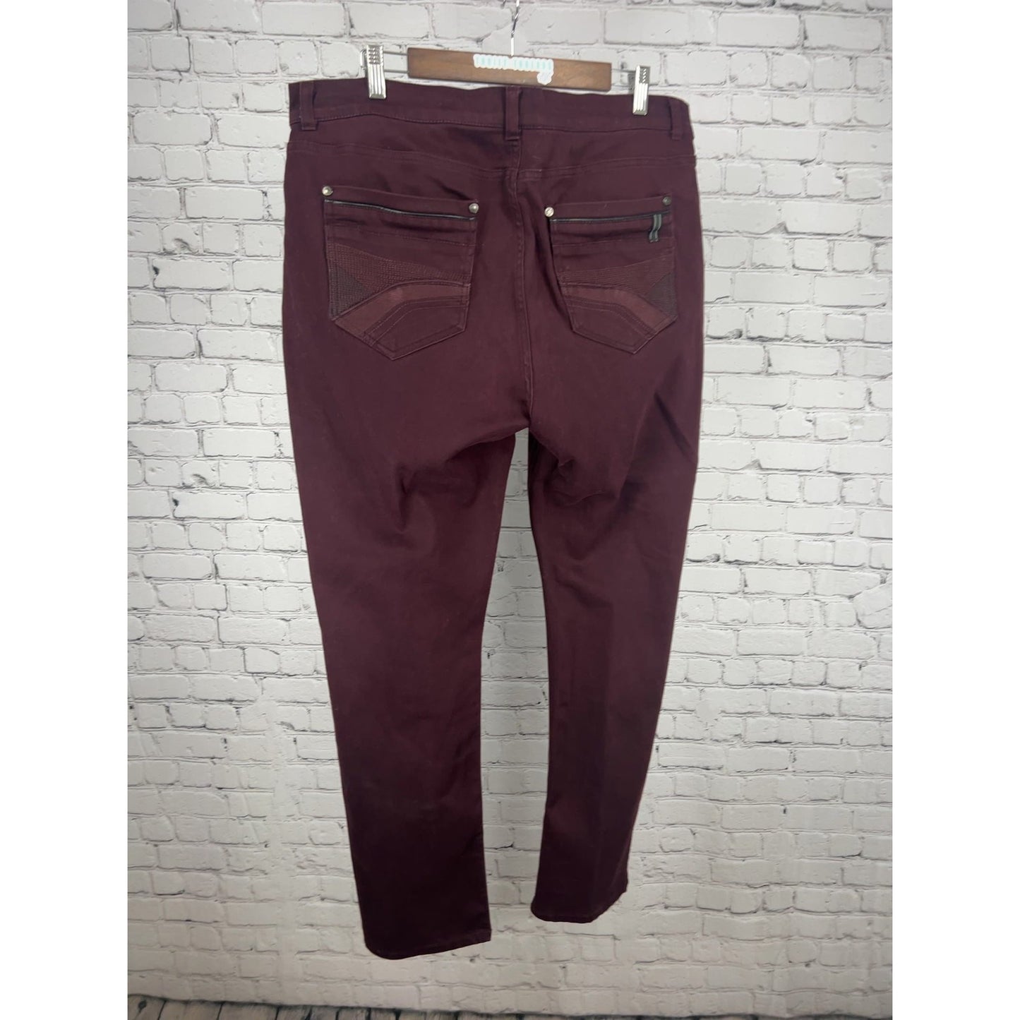 Asher Jones Burgundy Stretch Twill Zip Pocket Straight Leg Pants (38x32)