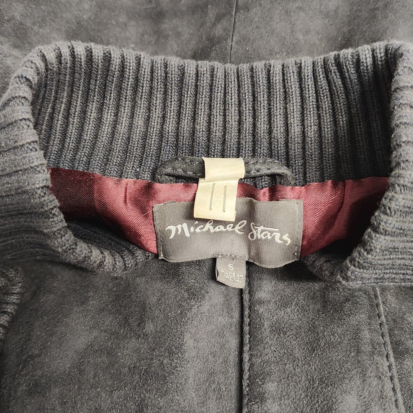 Michael Stars Black 100% Goat Suede Navy Quilt Sleeve Women's Bomber Jacket S