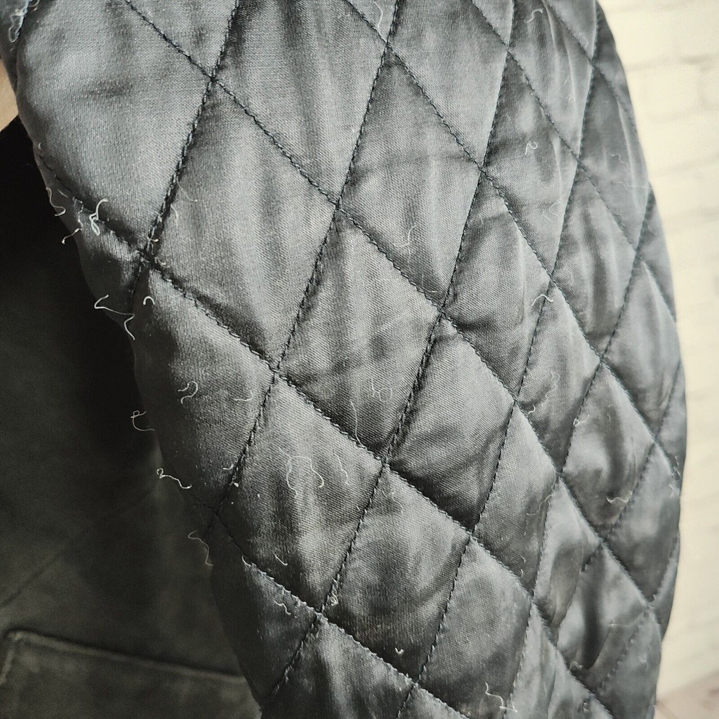 Michael Stars Black 100% Goat Suede Navy Quilt Sleeve Women's Bomber Jacket S