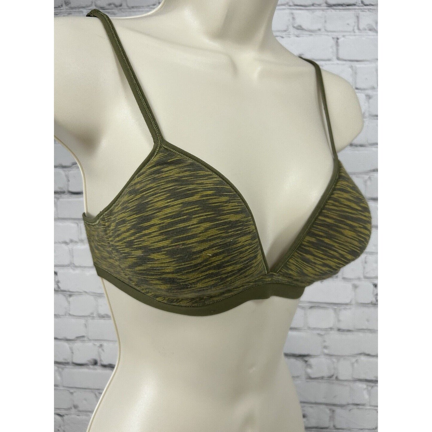 VTG Victoria’s Secret T-shirt Full Coverage Green Striped Bra Lightly lined 34B