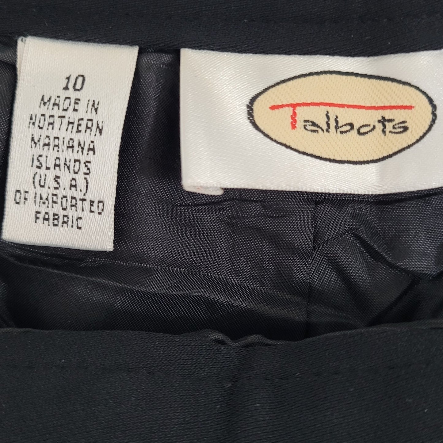 VTG Talbots Black High Rise Tapered Lined Dress Pants USA Made Size 10 (28x30)