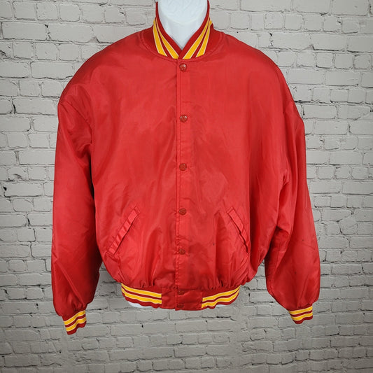 VTG Birdie Racing Products Red Snapped Bomber Jacket USA Made Retro Large L