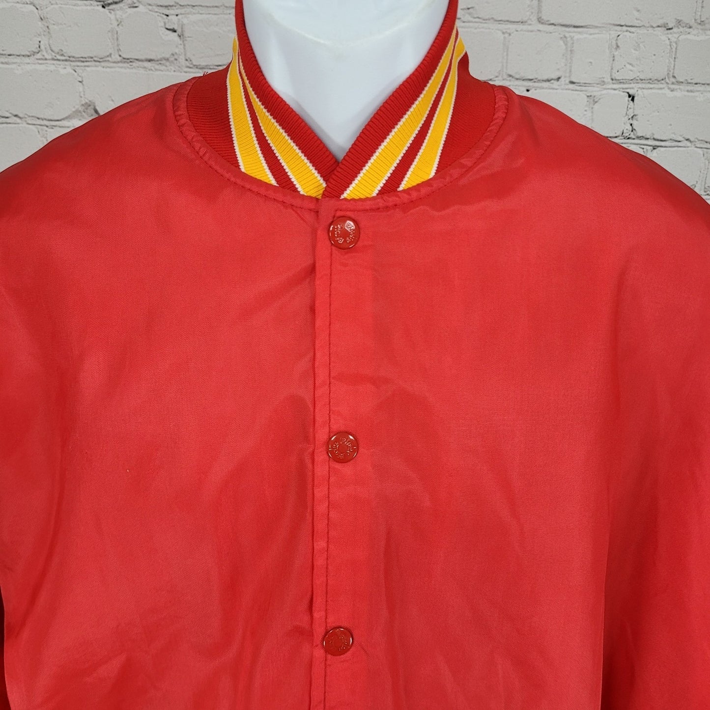 VTG Birdie Racing Products Red Snapped Bomber Jacket USA Made Retro Large L