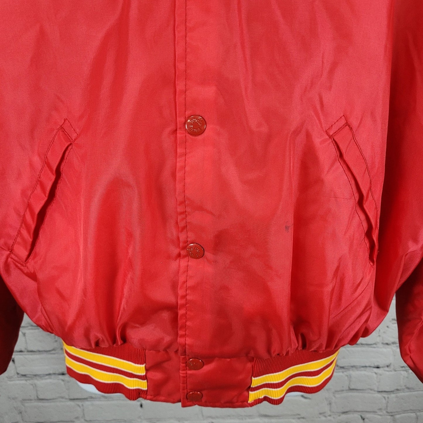 VTG Birdie Racing Products Red Snapped Bomber Jacket USA Made Retro Large L