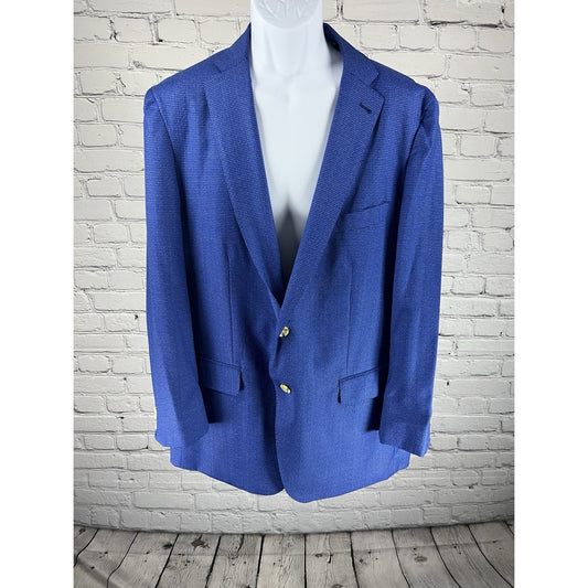 Indochino Blue White Check Soft Wool 2 Button Notch Lapel Blazer Sport Coat 43