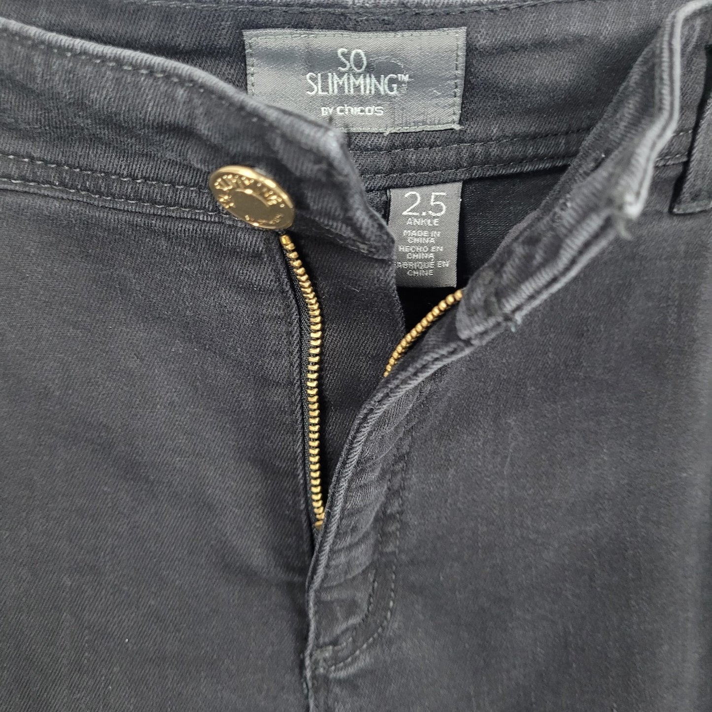 Chico's Black Denim So Slimming Ankle Stretch Jeans Size 2.5 US 14 (37x30)