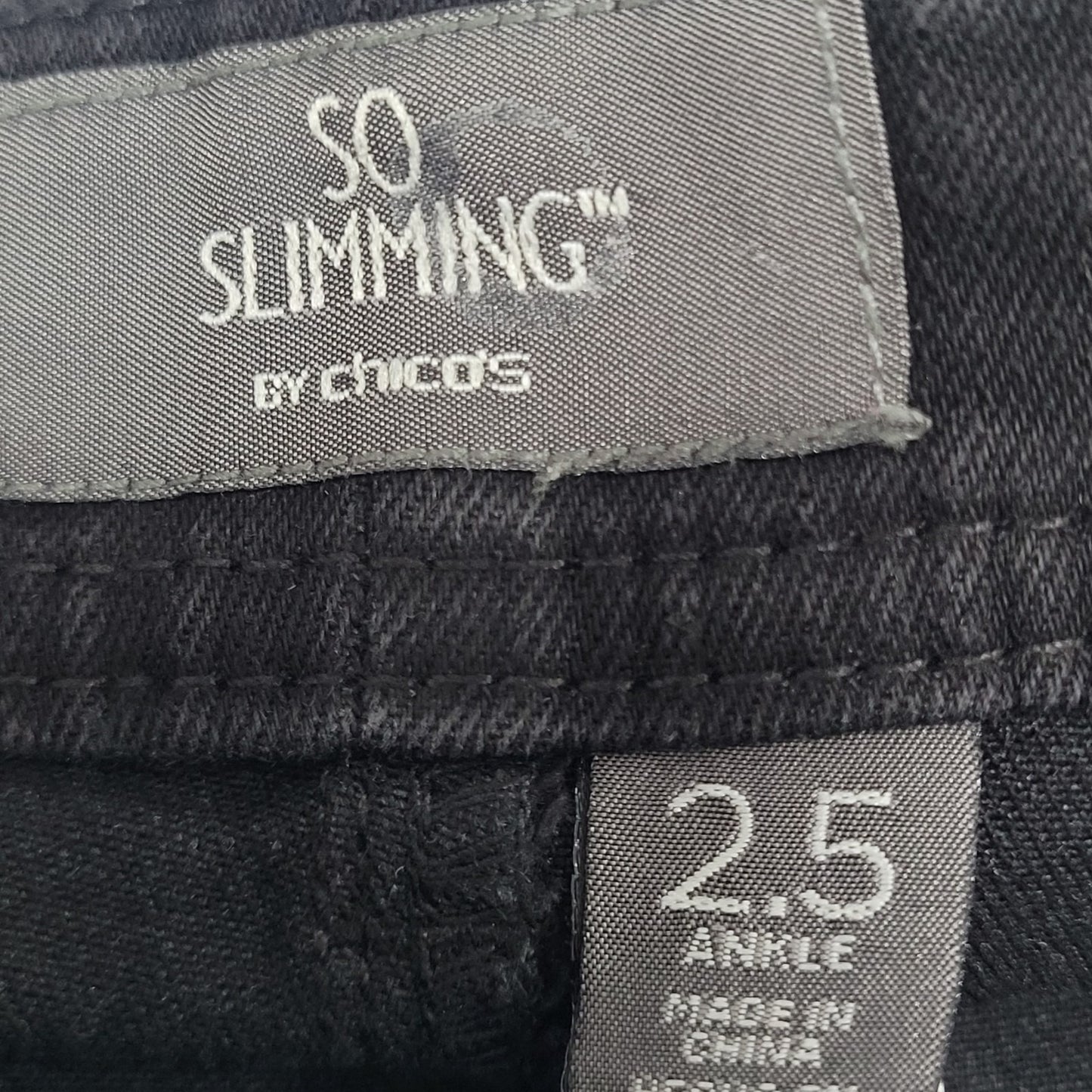 Chico's Black Denim So Slimming Ankle Stretch Jeans Size 2.5 US 14 (37x30)