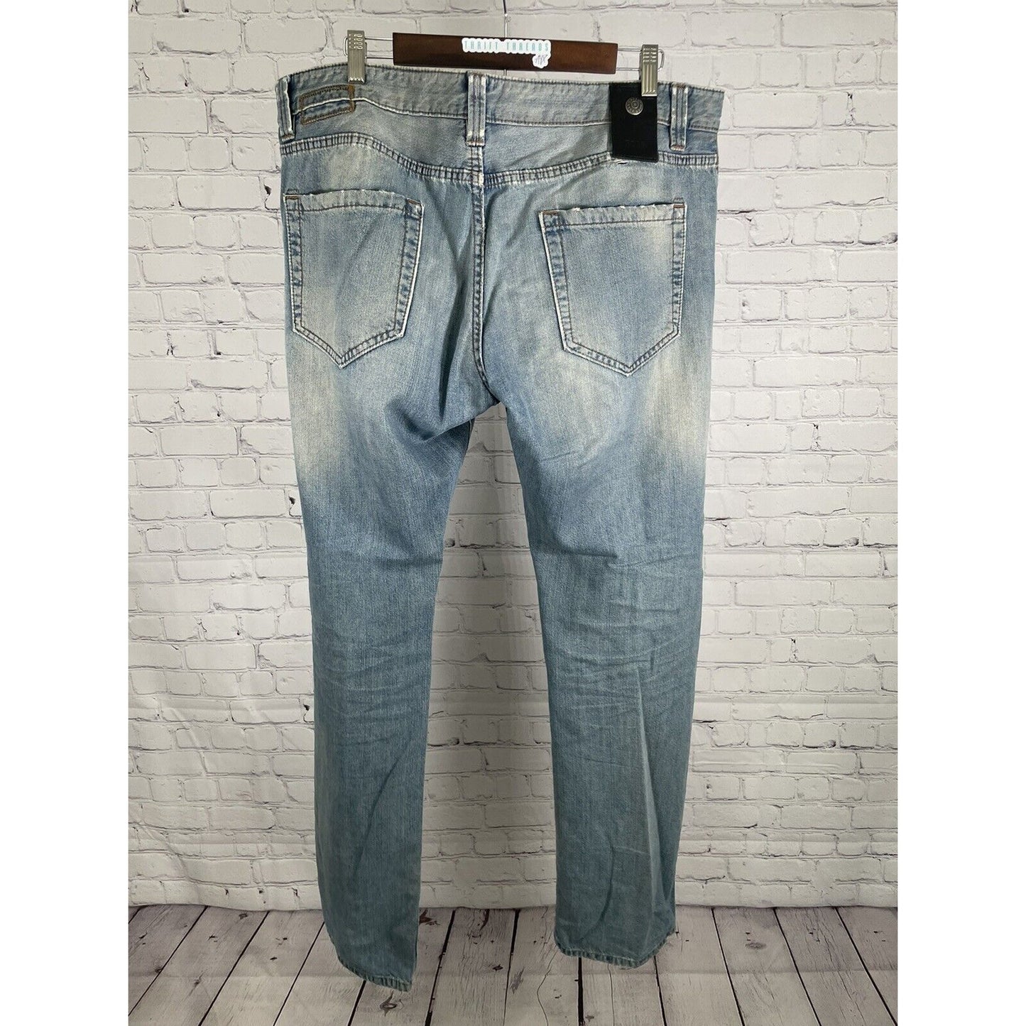 Boss Hugo Boss Selvedge Organic Denim Distressed Button Fly Baggy Jeans 38x34