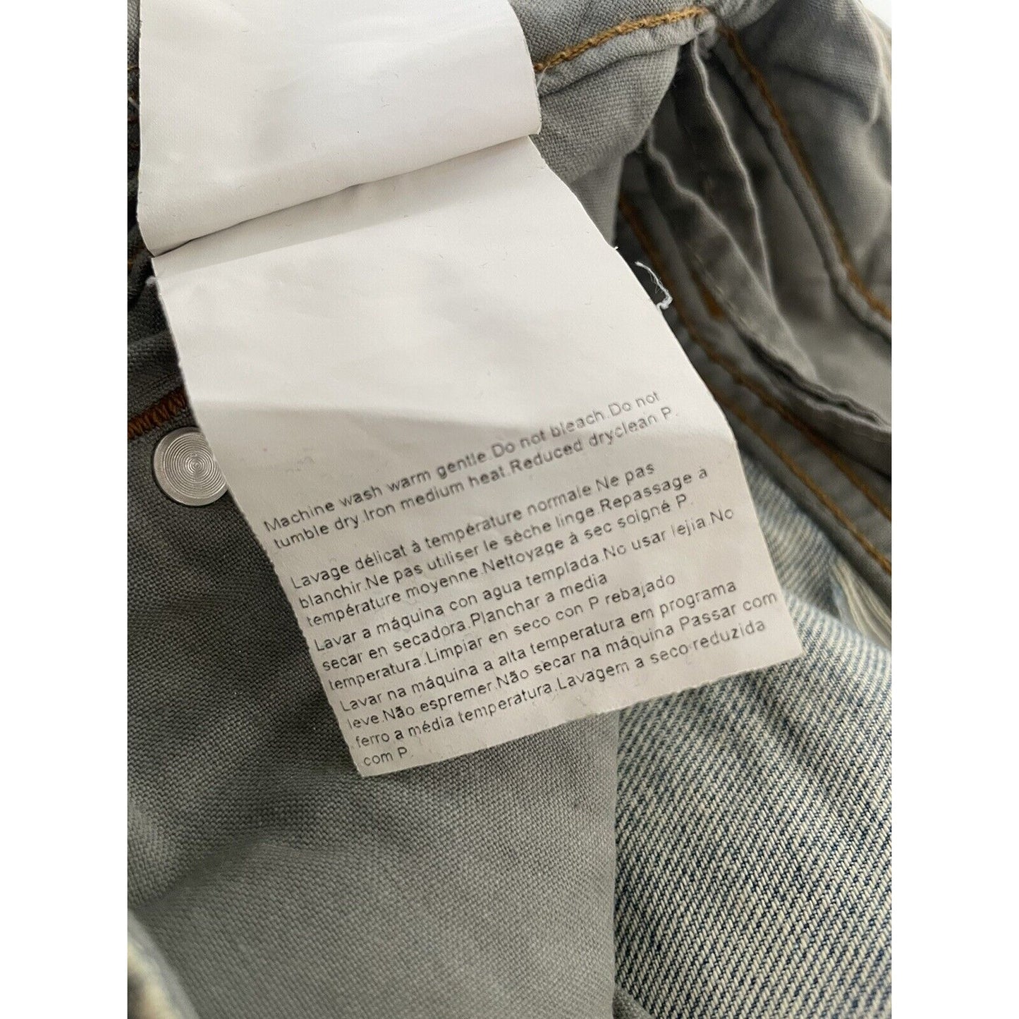 Boss Hugo Boss Selvedge Organic Denim Distressed Button Fly Baggy Jeans 38x34