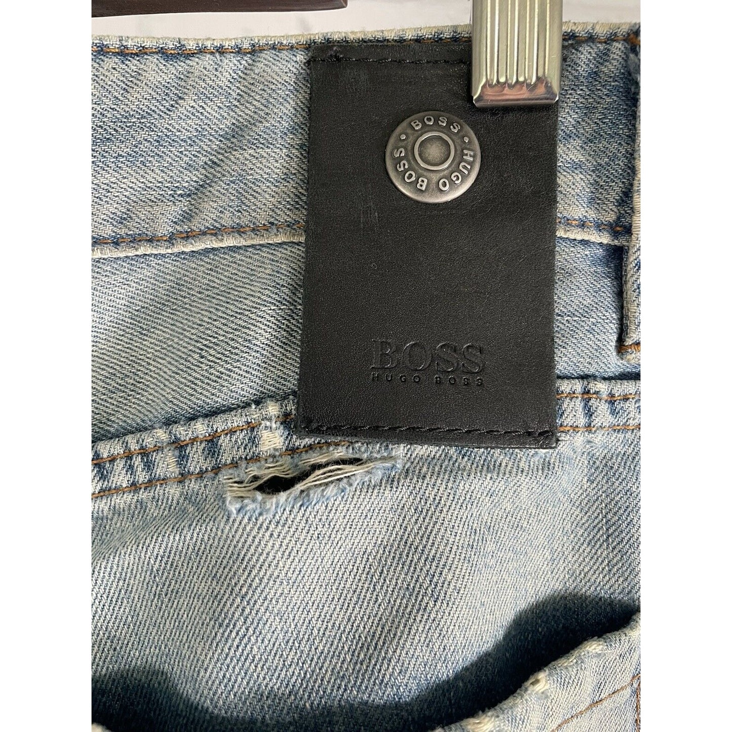 Boss Hugo Boss Selvedge Organic Denim Distressed Button Fly Baggy Jeans 38x34