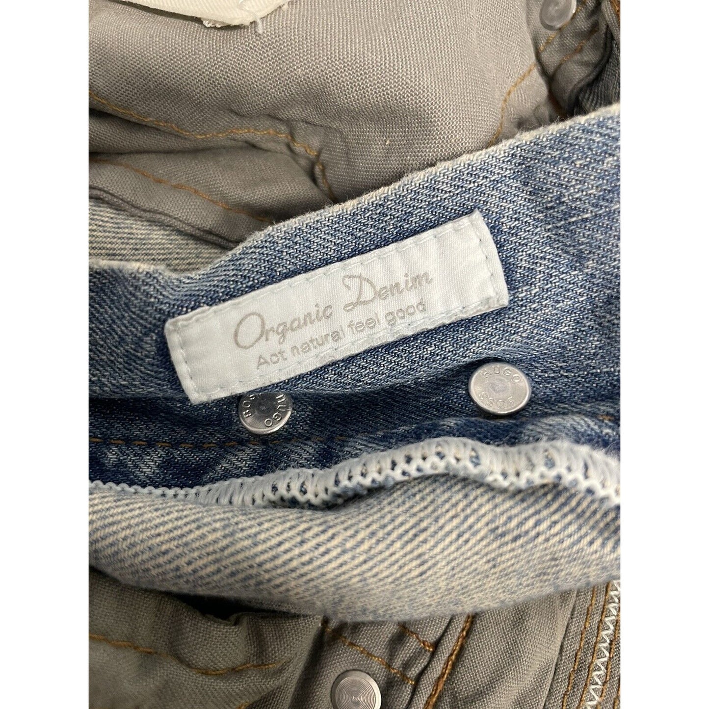 Boss Hugo Boss Selvedge Organic Denim Distressed Button Fly Baggy Jeans 38x34