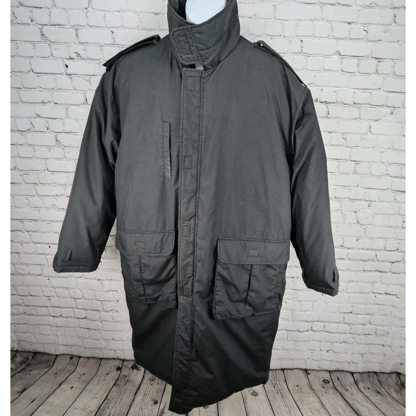 VTG J.J. Cochran Black Duck Down Feather Pocket Long Coat Parka Large 42-44