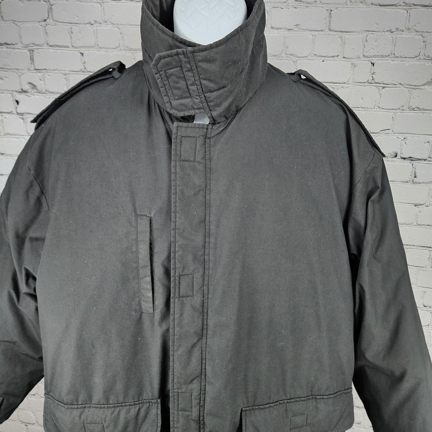 VTG J.J. Cochran Black Duck Down Feather Pocket Long Coat Parka Large 42-44