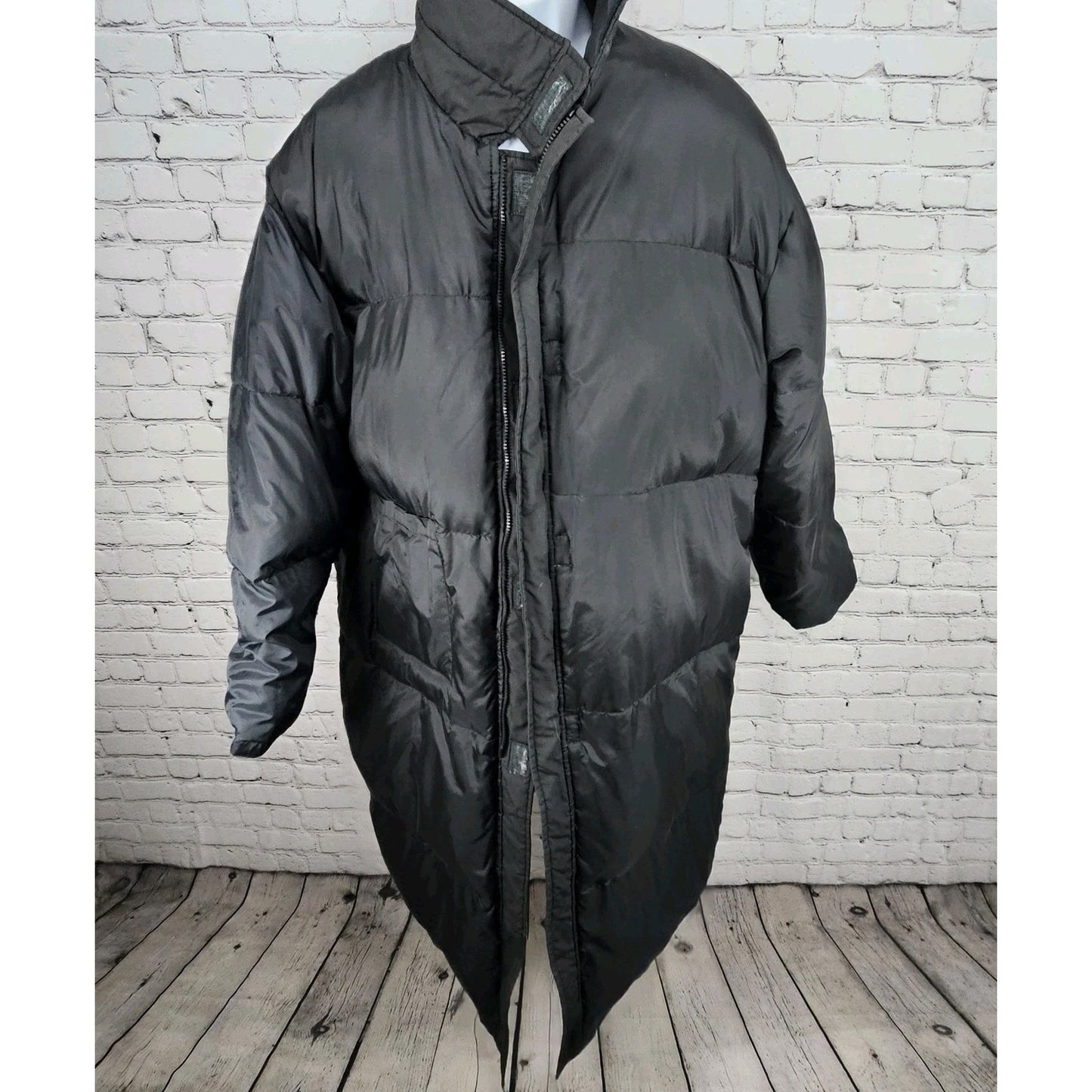 VTG J.J. Cochran Black Duck Down Feather Pocket Long Coat Parka Large 42-44
