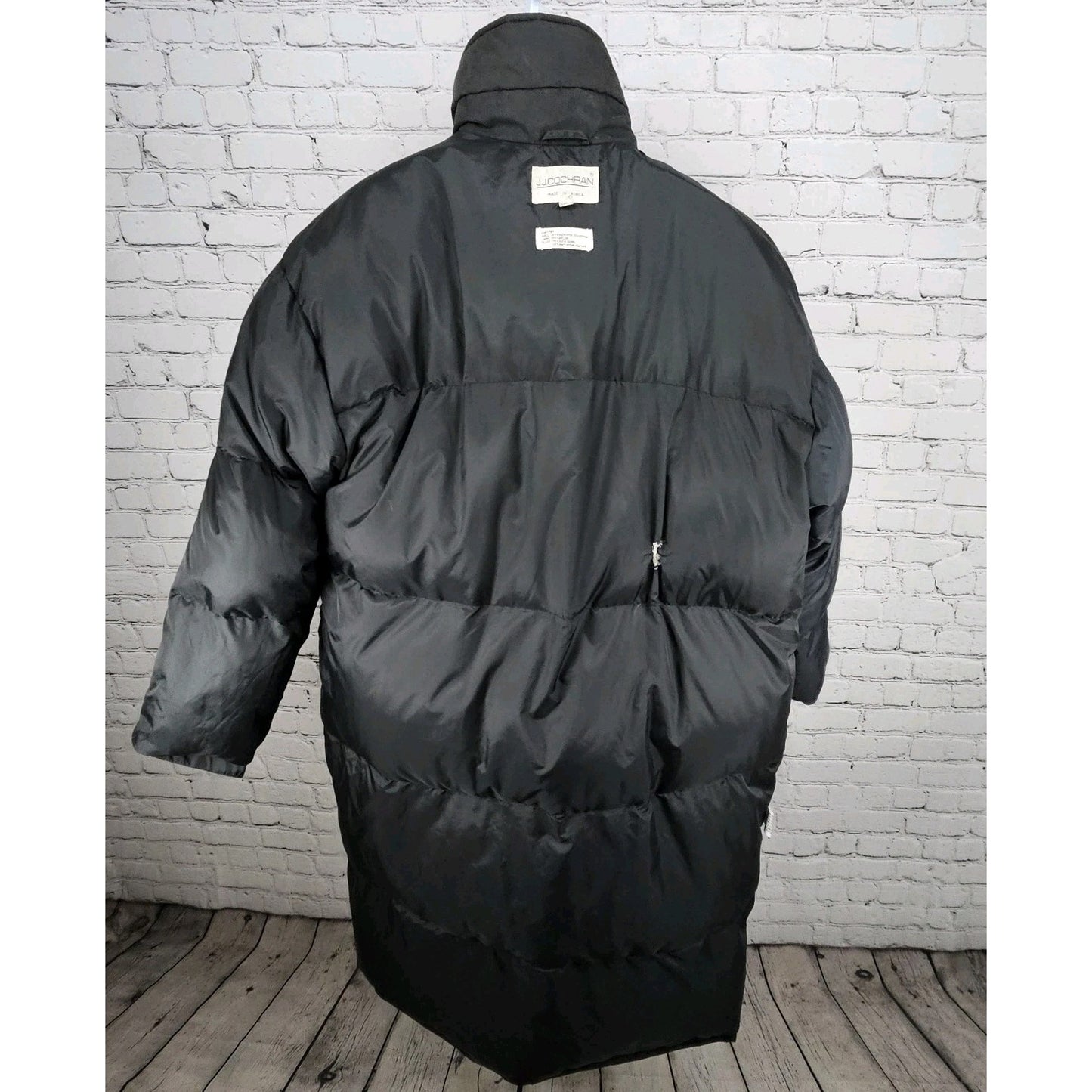 VTG J.J. Cochran Black Duck Down Feather Pocket Long Coat Parka Large 42-44