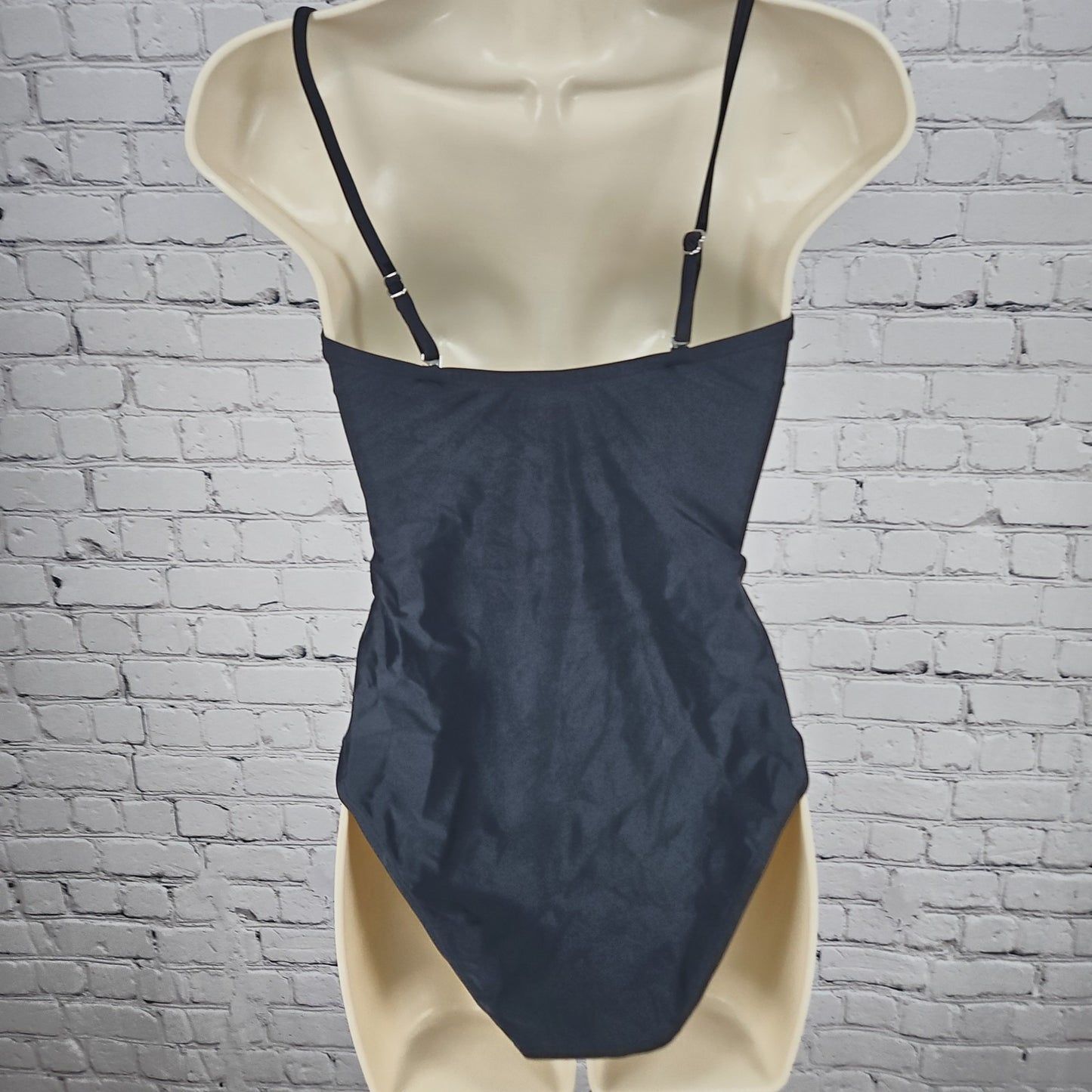 NWT Cupshe Black Draped Twist Front Cutout One Piece Swimsuit Bathing Suit M