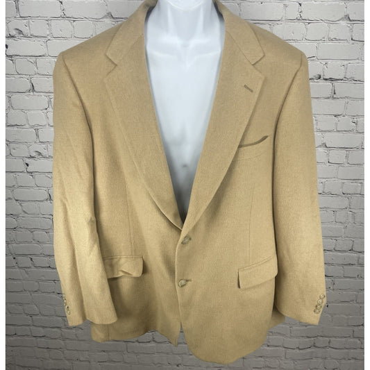 VTG Rochester Couture Tan 2 Button Vented Blazer Sport Coat USA Made Size 50L
