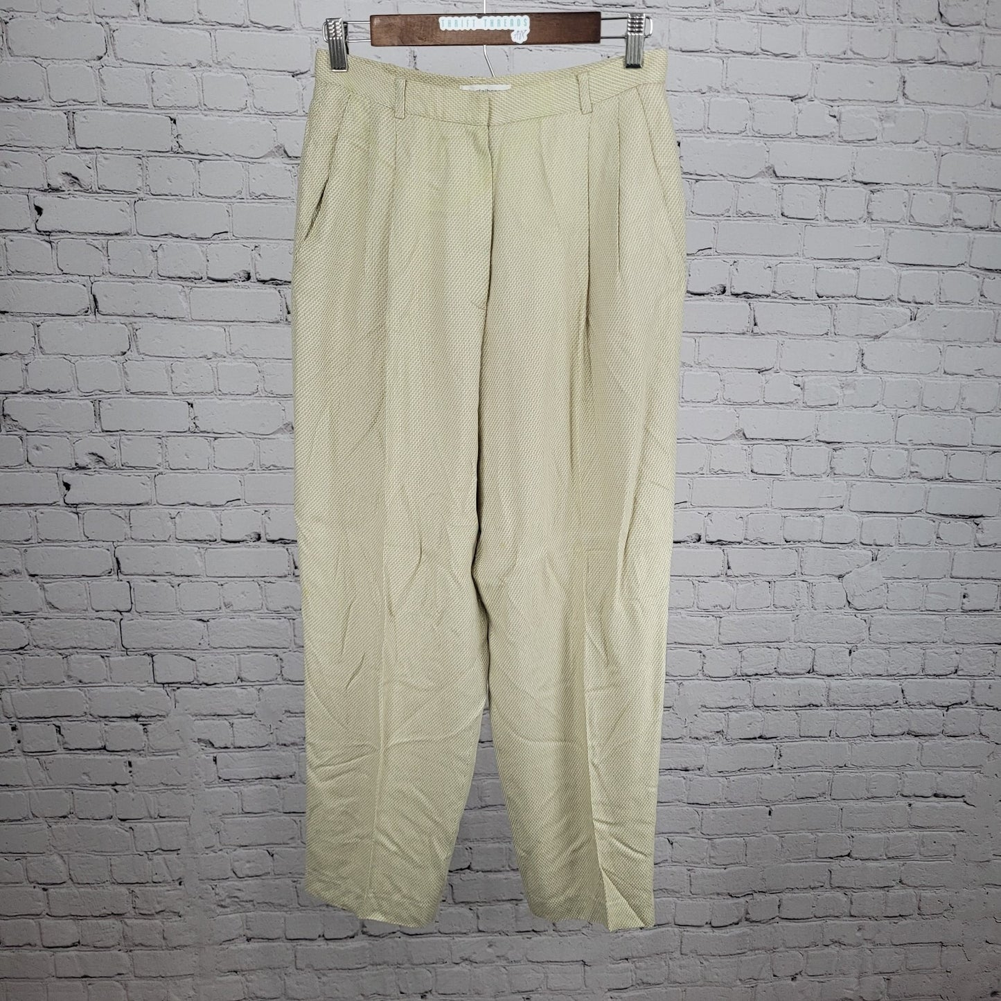 VTG Liz Claiborne Beige Pleated High Rise Dress Pants USA Made Size 10P (27x27)