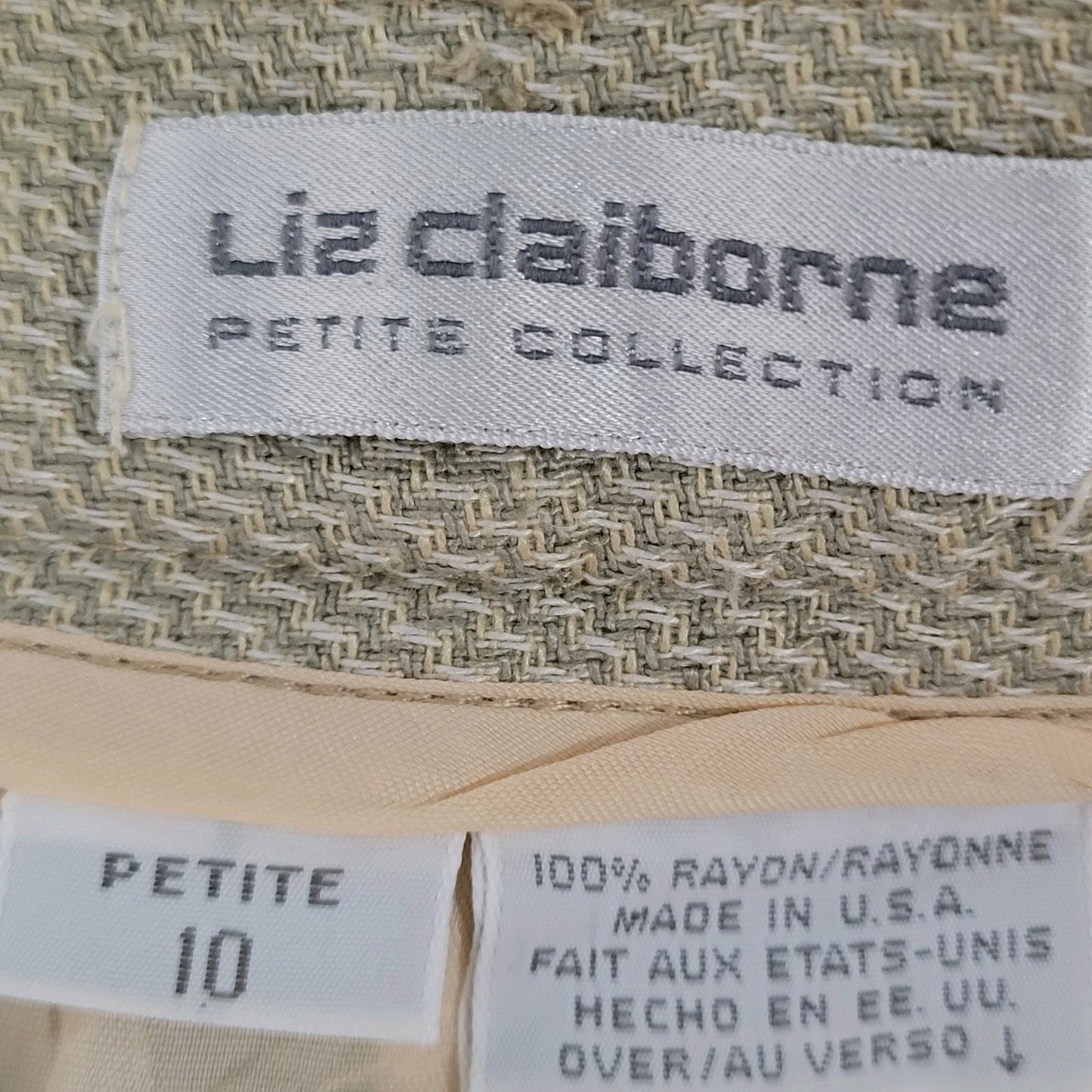 VTG Liz Claiborne Beige Pleated High Rise Dress Pants USA Made Size 10P (27x27)