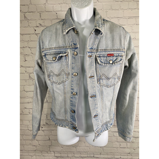 VTG Big Star Light Wash Blue Jean Button Distressed Retro Grunge Denim Jacket L