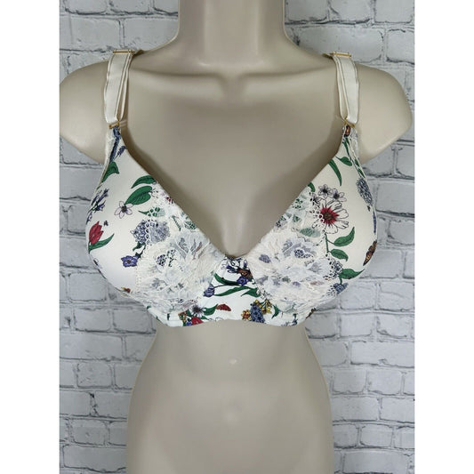 SOMA White Floral Lace Accent Embraceable Full Coverage Bra 38DD