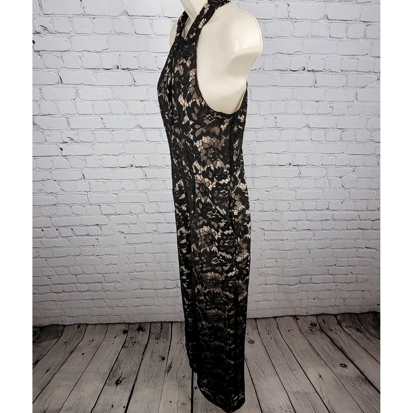 Julia Jordan Black Lace Sleeveless High Neck Wide Leg Lined Jumper Size 2
