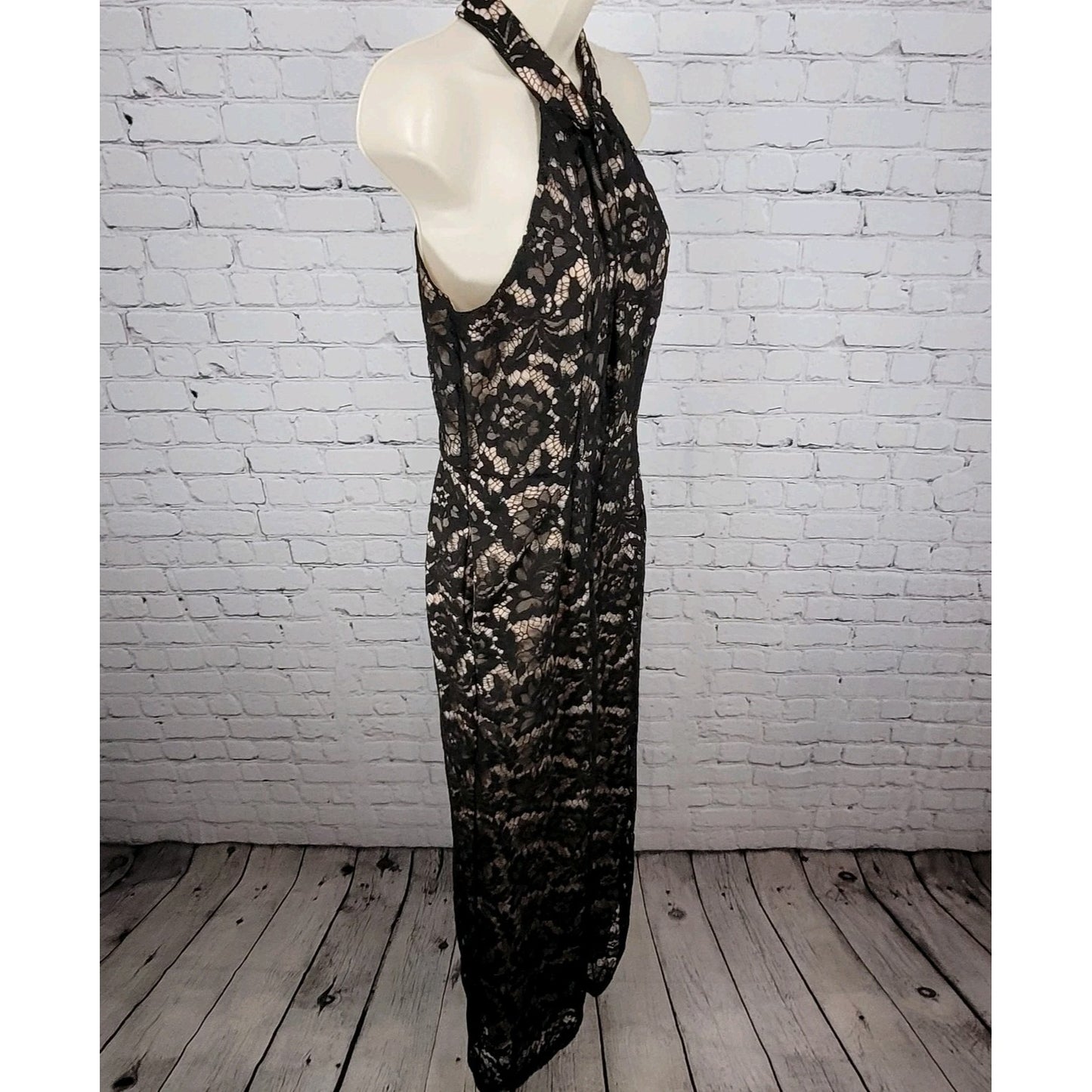 Julia Jordan Black Lace Sleeveless High Neck Wide Leg Lined Jumper Size 2
