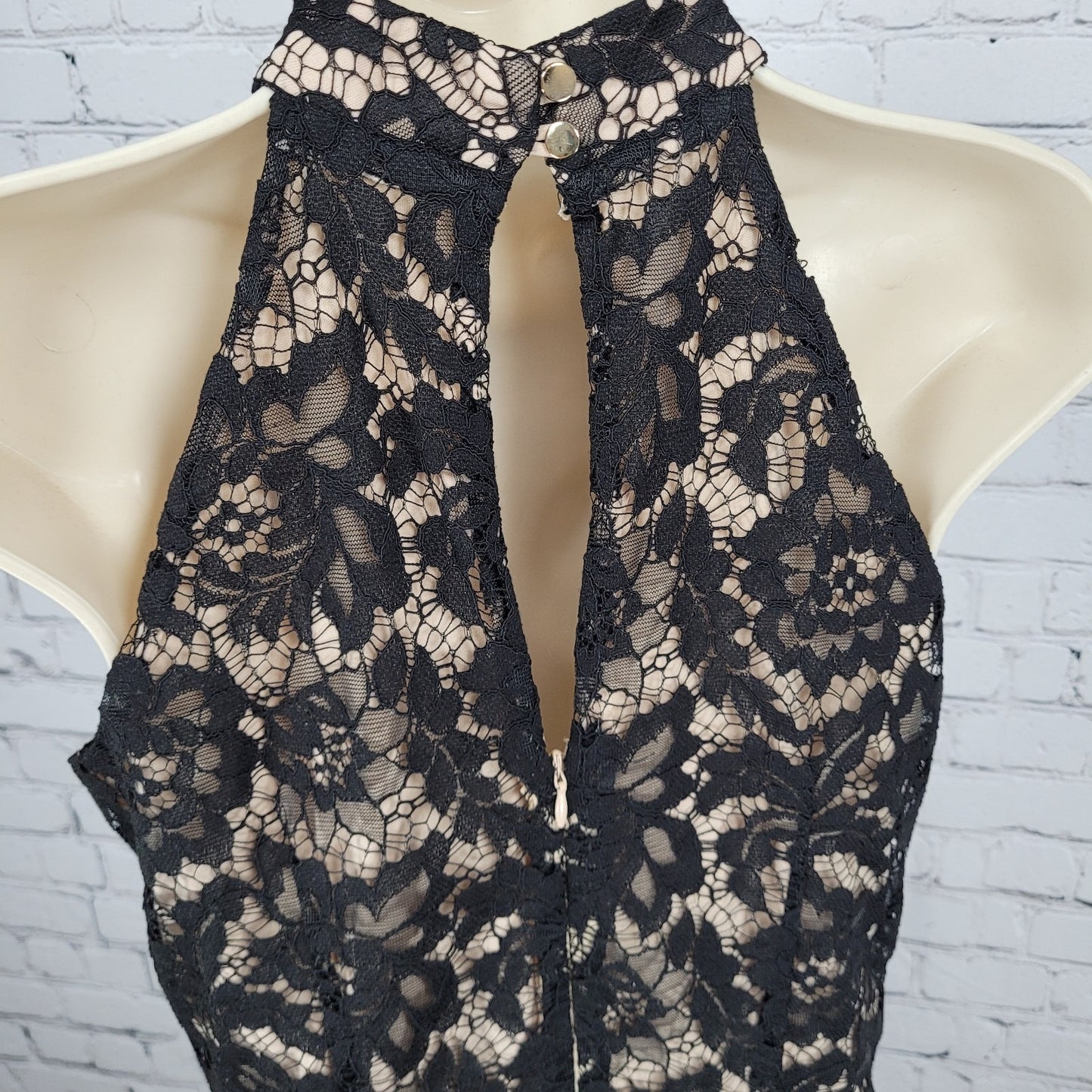 Julia Jordan Black Lace Sleeveless High Neck Wide Leg Lined Jumper Size 2