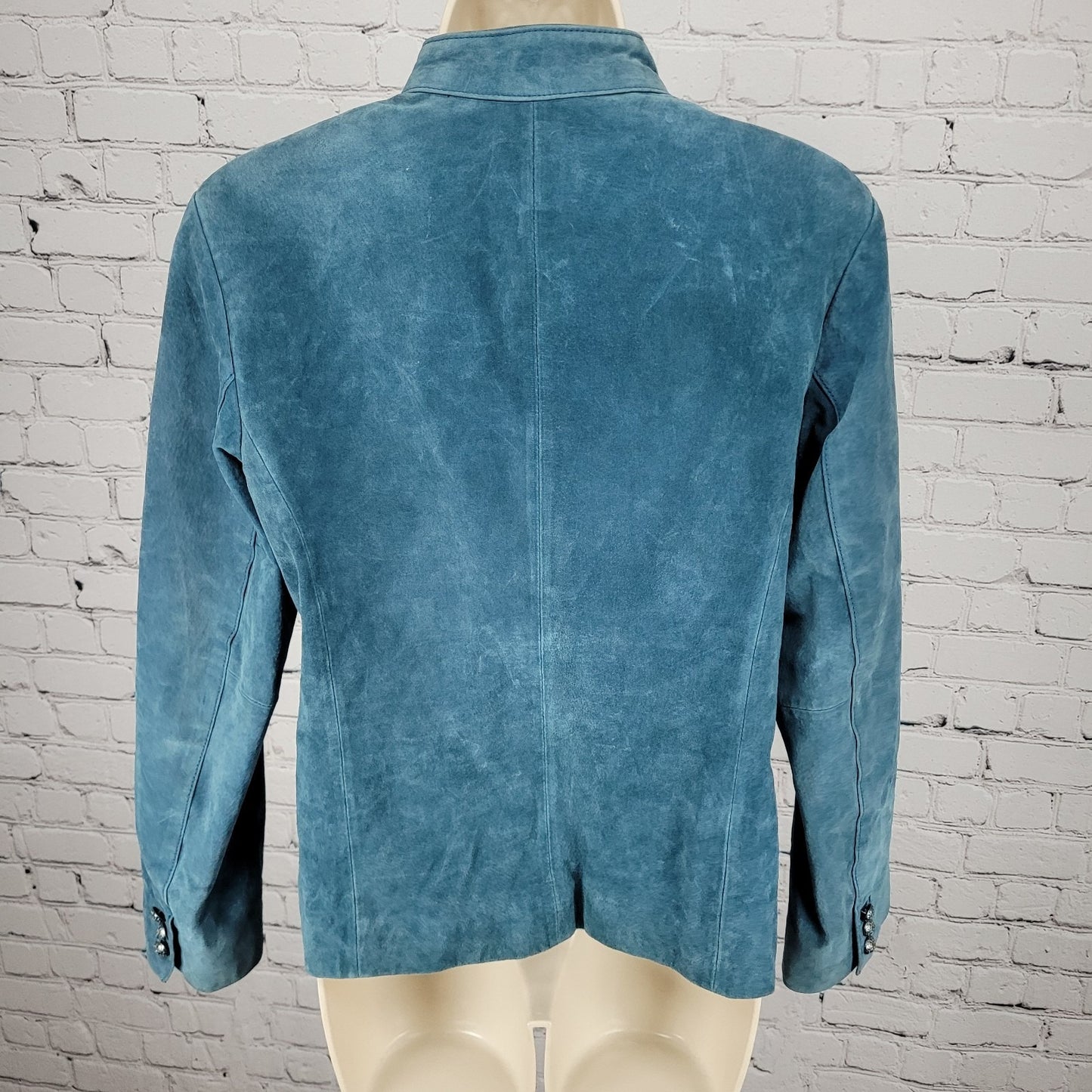 Charter Club Blue Genuine Suede Leather Buttoned Lined Jacket Size Medium M
