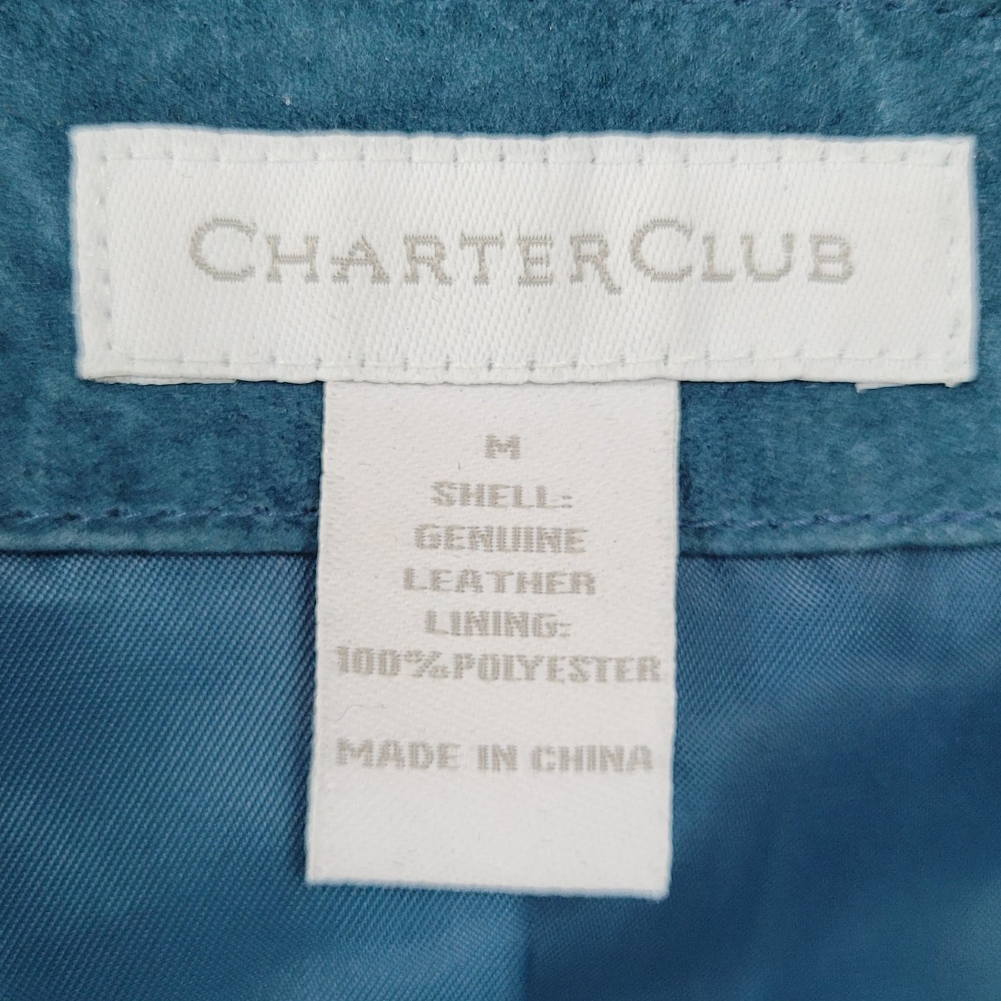 Charter Club Blue Genuine Suede Leather Buttoned Lined Jacket Size Medium M