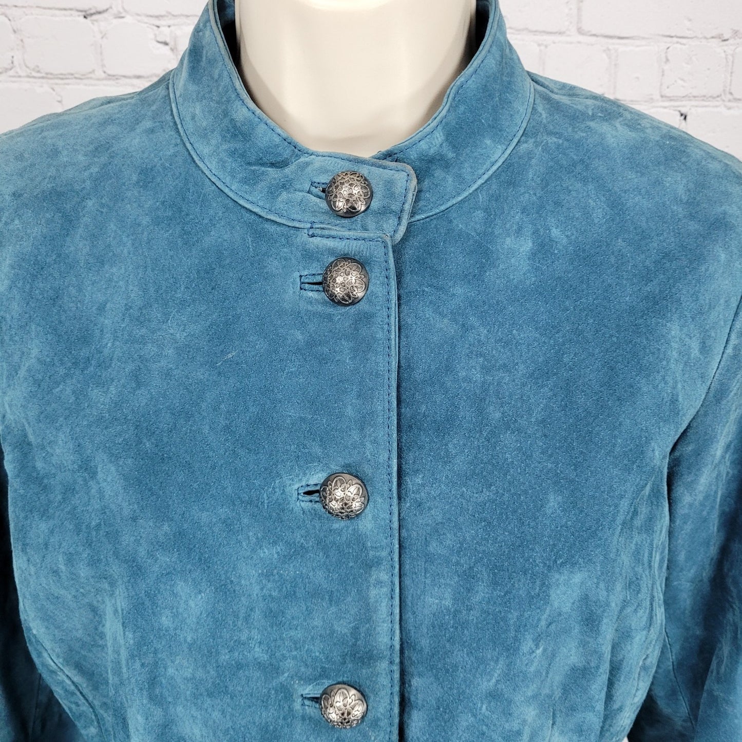 Charter Club Blue Genuine Suede Leather Buttoned Lined Jacket Size Medium M
