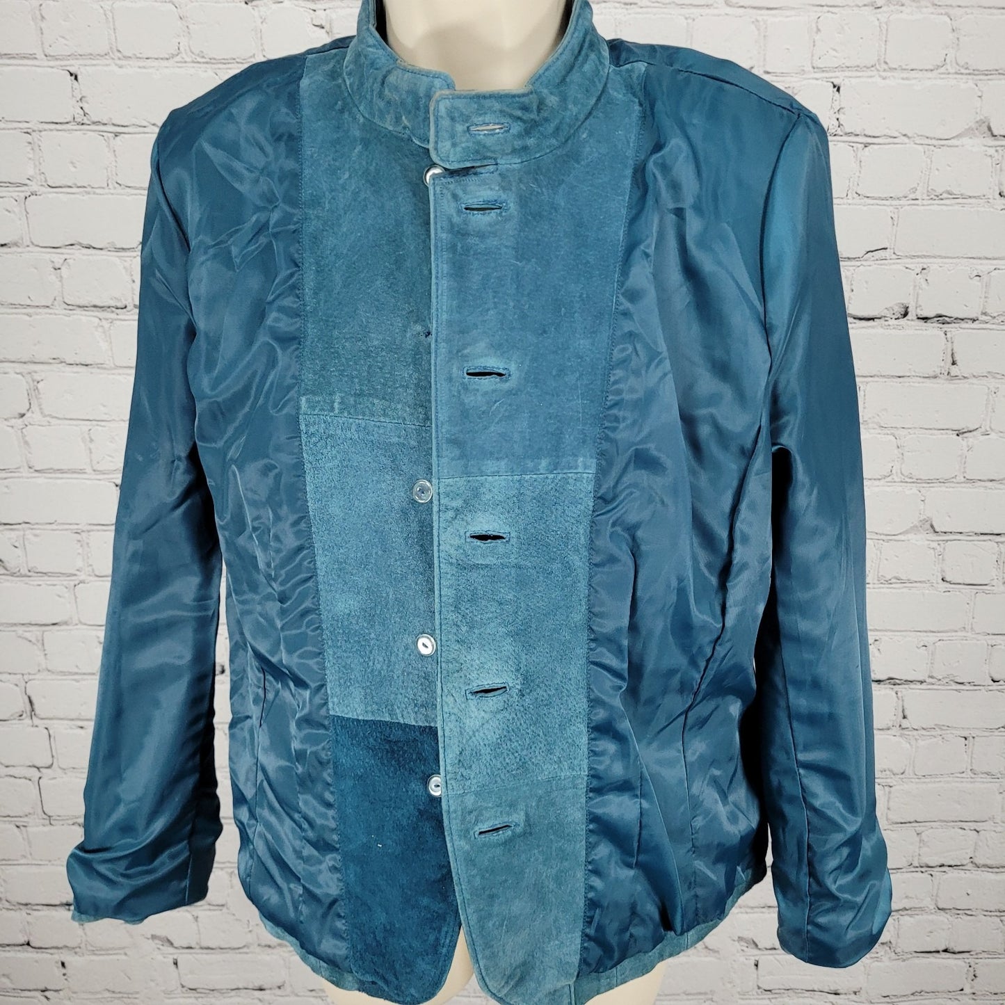 Charter Club Blue Genuine Suede Leather Buttoned Lined Jacket Size Medium M