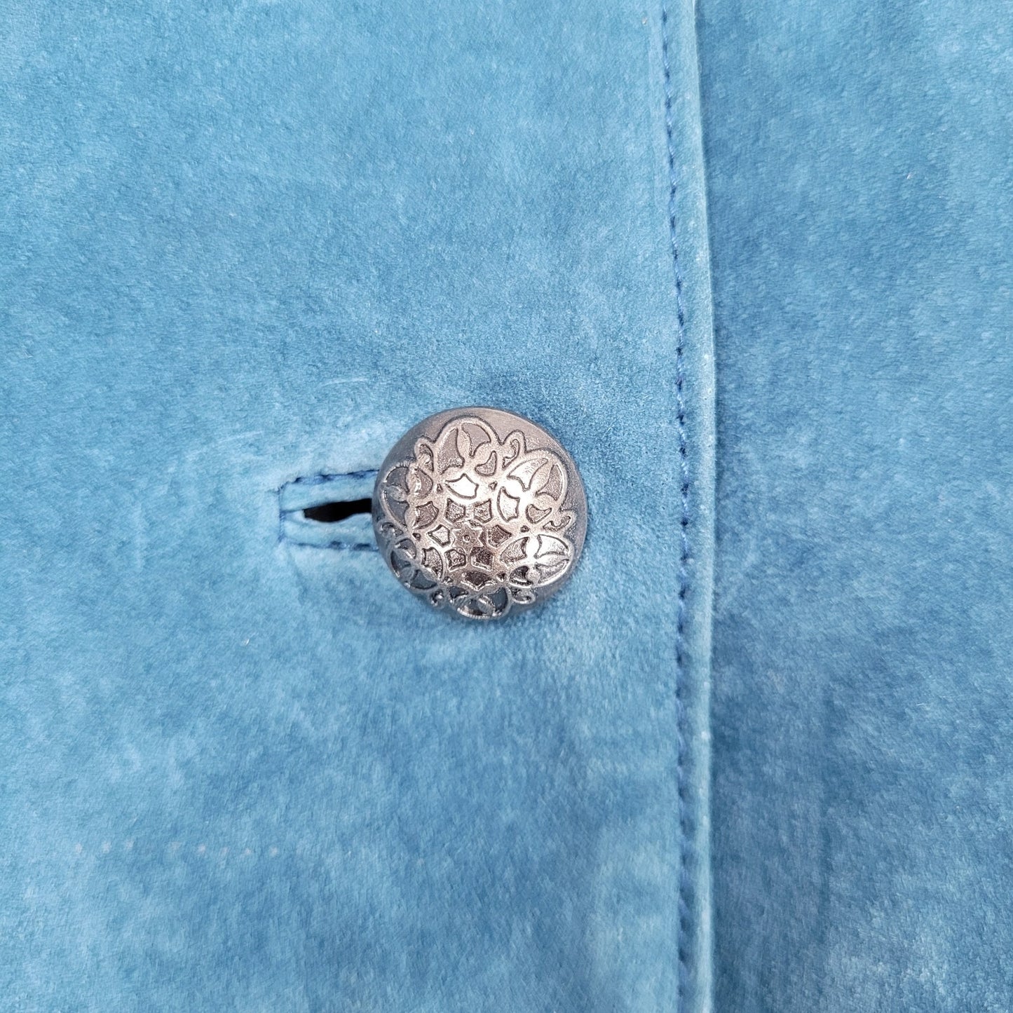 Charter Club Blue Genuine Suede Leather Buttoned Lined Jacket Size Medium M