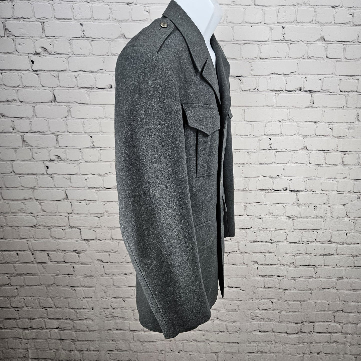 VTG Swiss Army Grey Military Issue Uniform Buttoned Lined Notch Jacket Coat M/L