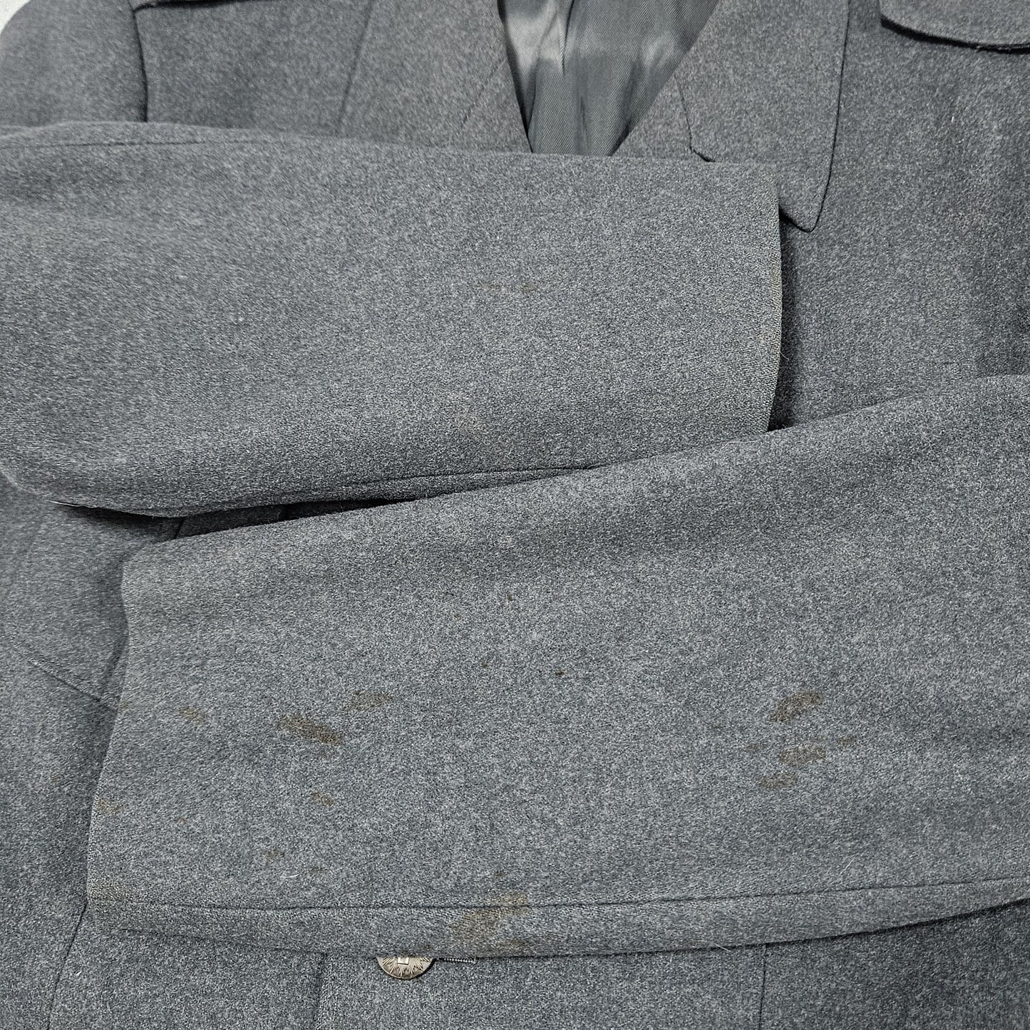 VTG Swiss Army Grey Military Issue Uniform Buttoned Lined Notch Jacket Coat M/L