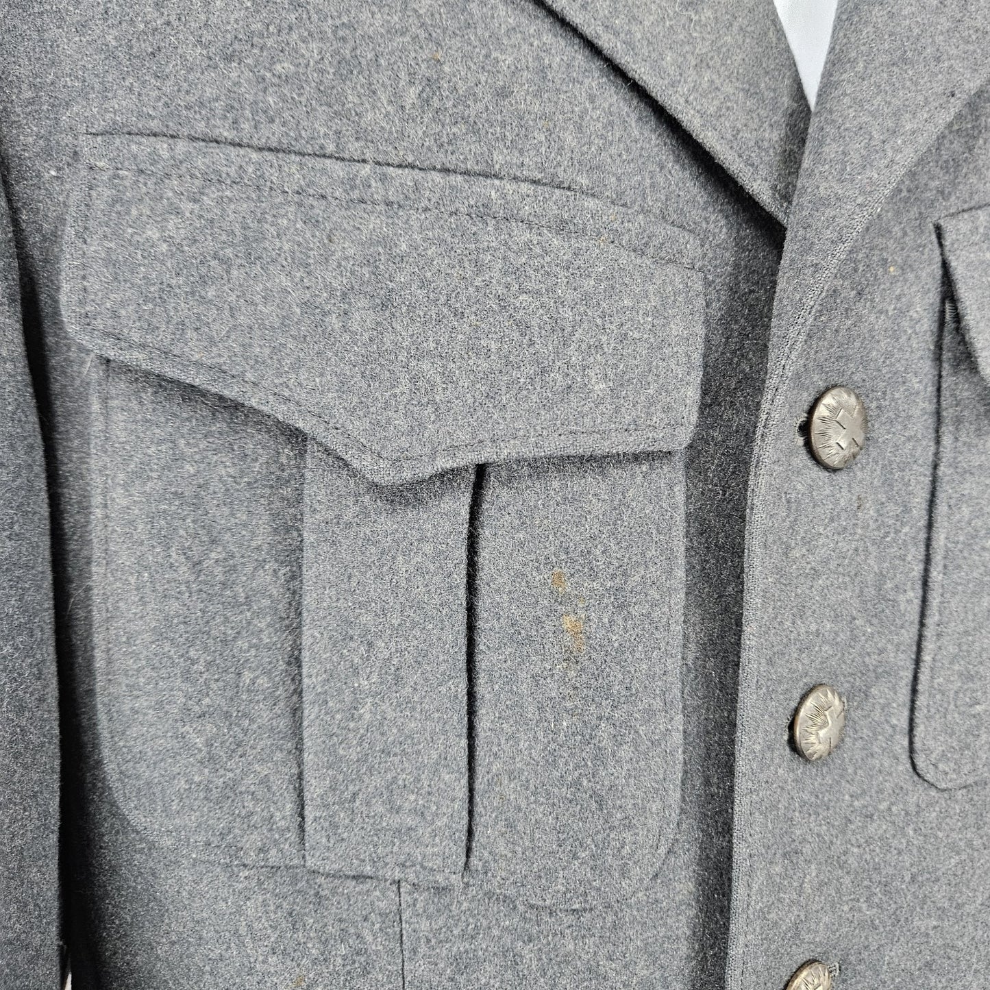 VTG Swiss Army Grey Military Issue Uniform Buttoned Lined Notch Jacket Coat M/L