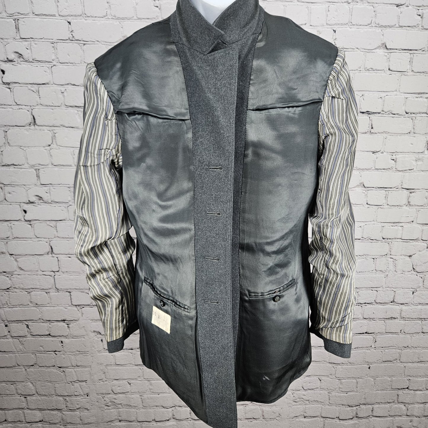 VTG Swiss Army Grey Military Issue Uniform Buttoned Lined Notch Jacket Coat M/L