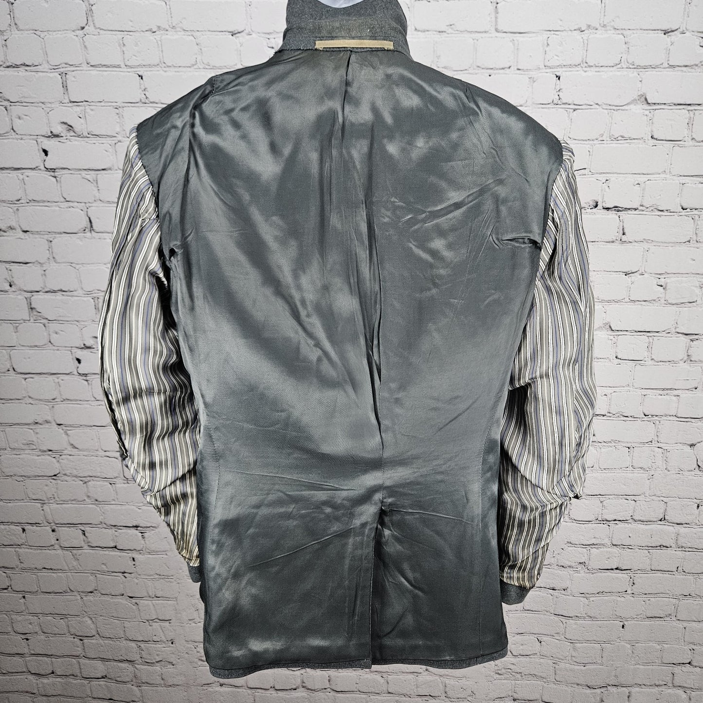 VTG Swiss Army Grey Military Issue Uniform Buttoned Lined Notch Jacket Coat M/L