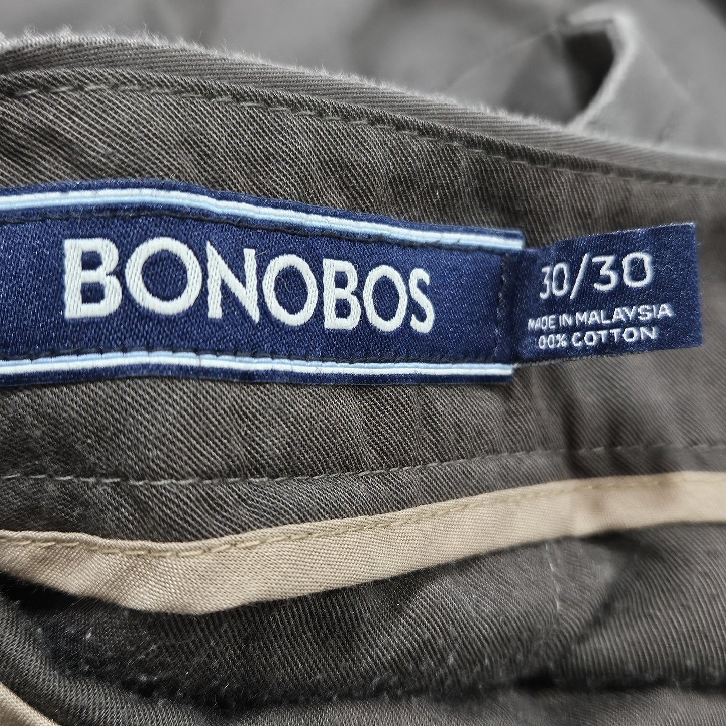 Bonobos Grey Thursday Slim Fit 100% Cotton Flat Front Straight Chino Pants 30x29