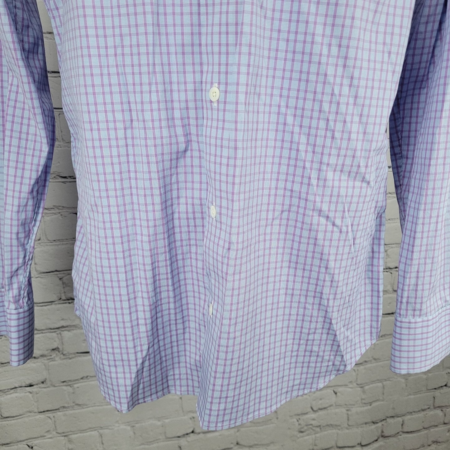 Bonobos Blue Purple Stretch Slim Fit Check Long Sleeve Shirt Size Medium M 15.5