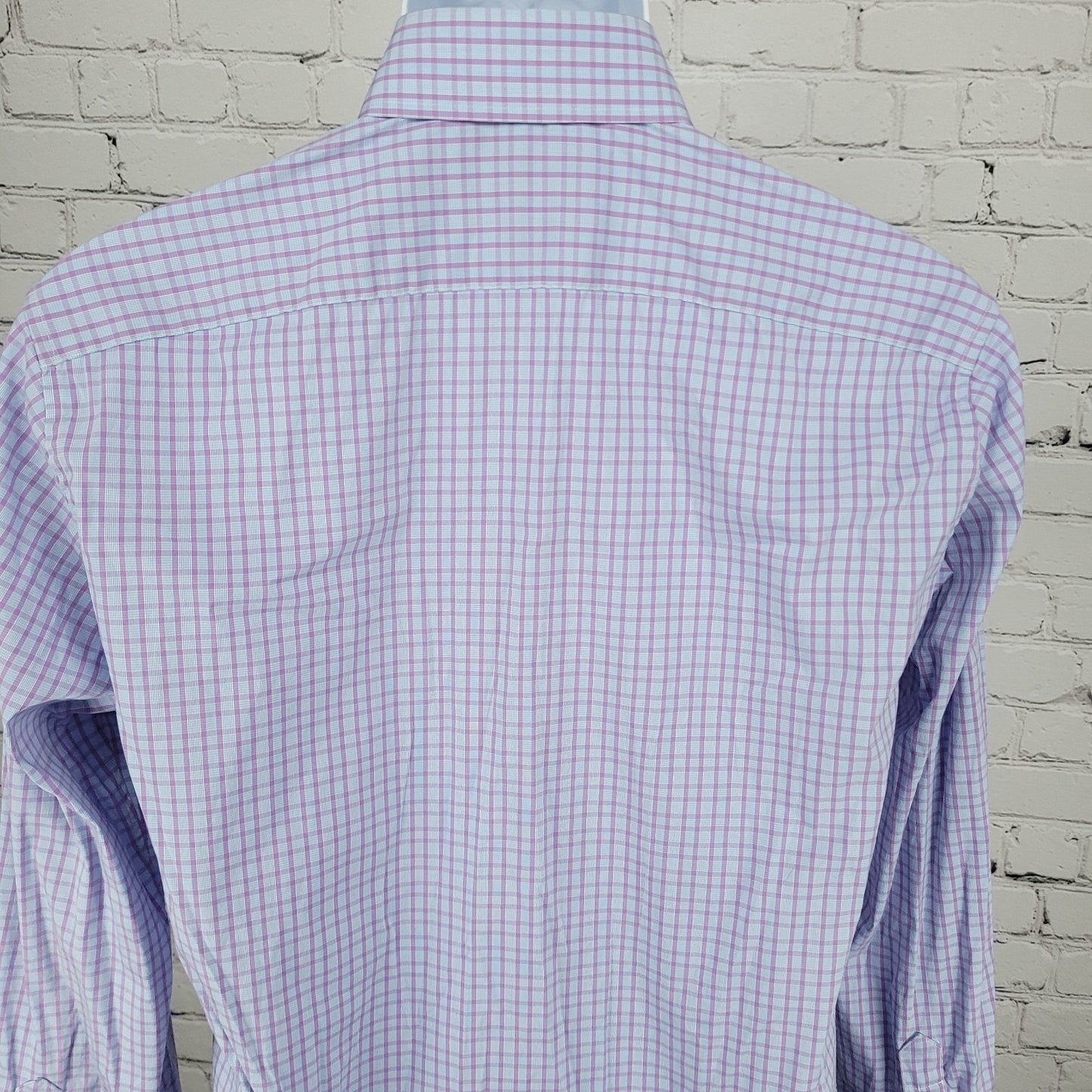 Bonobos Blue Purple Stretch Slim Fit Check Long Sleeve Shirt Size Medium M 15.5