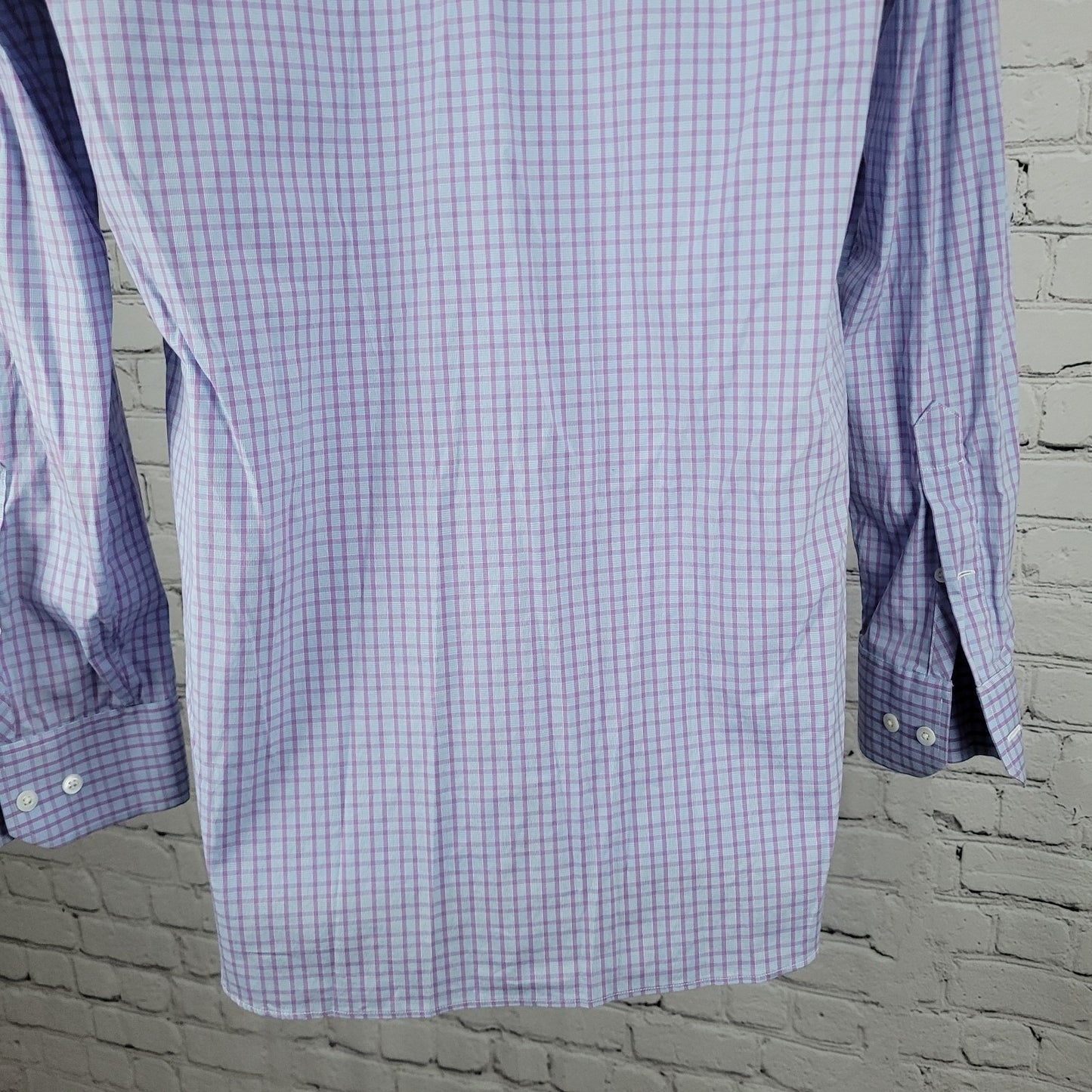 Bonobos Blue Purple Stretch Slim Fit Check Long Sleeve Shirt Size Medium M 15.5