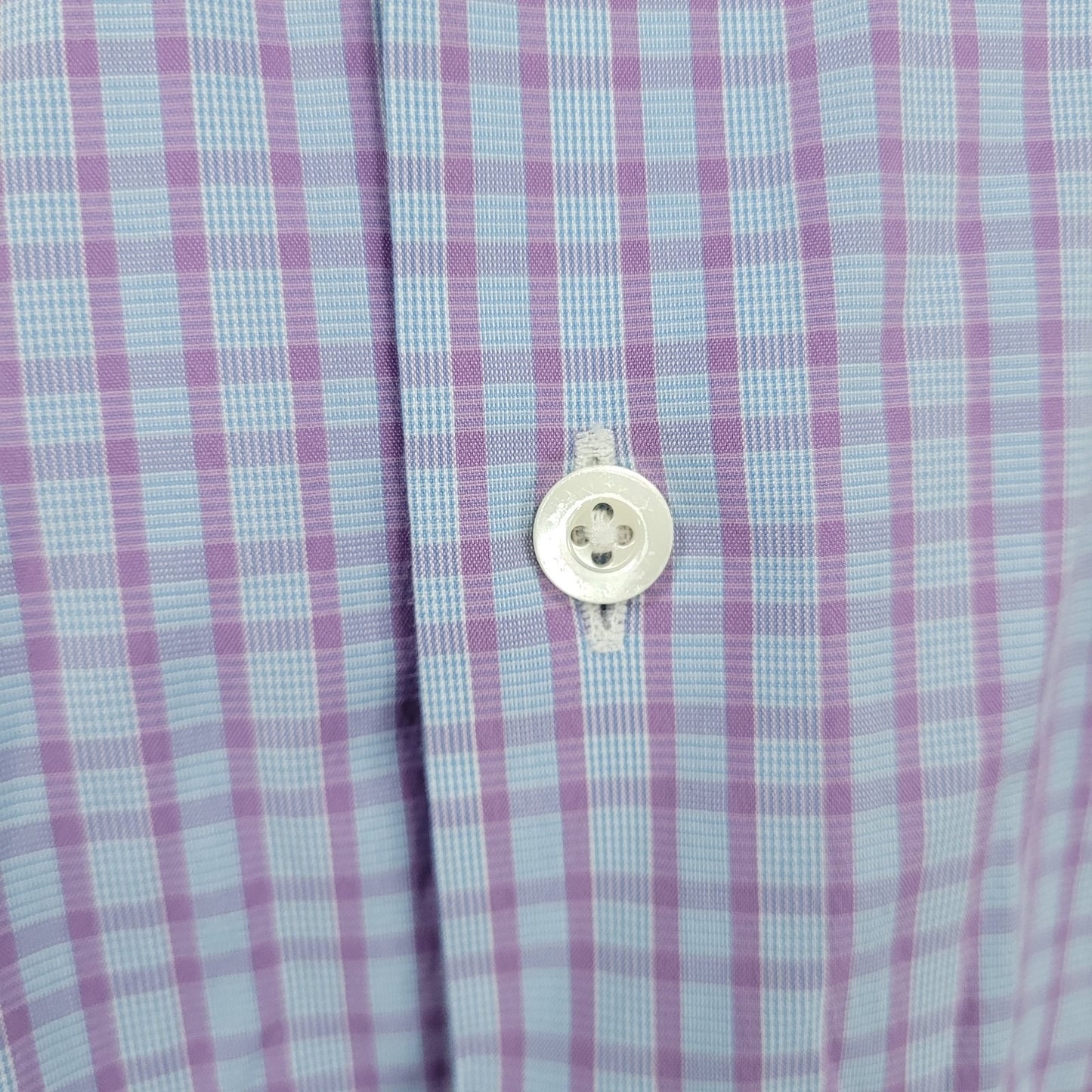 Bonobos Blue Purple Stretch Slim Fit Check Long Sleeve Shirt Size Medium M 15.5