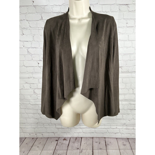 Zara Basic Solid Brown Open Front Drapey Long Sleeve Soft Cardigan Sweater S
