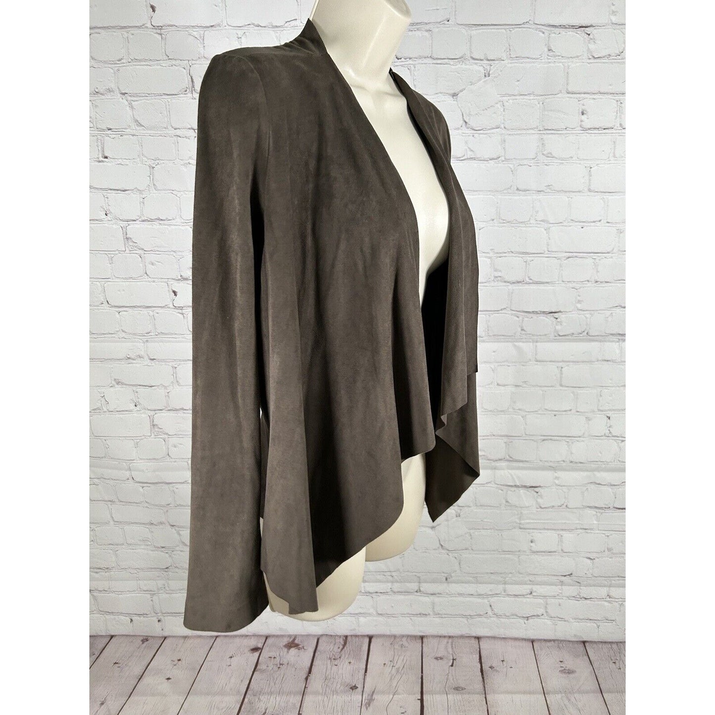 Zara Basic Solid Brown Open Front Drapey Long Sleeve Soft Cardigan Sweater S