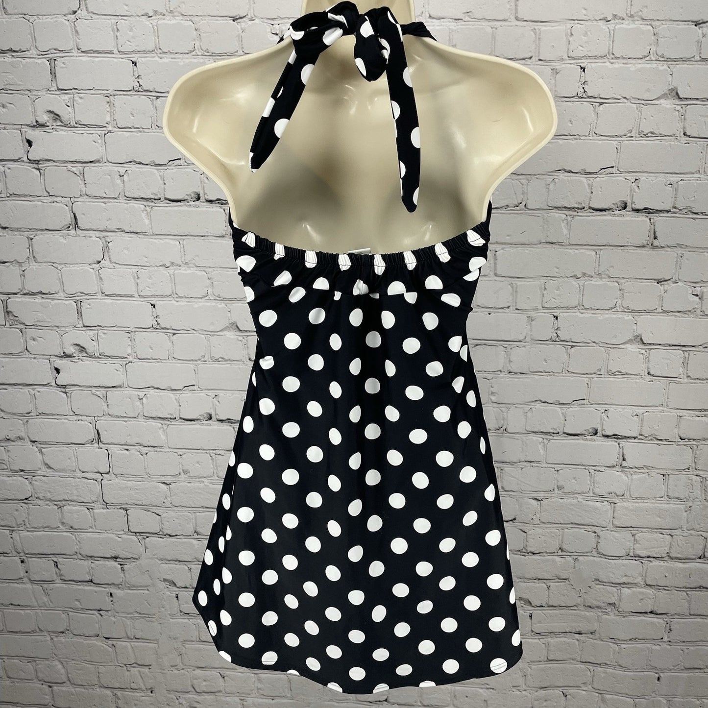 NWT Cocoship Black & White Retro Padded Halter One Piece Lined Swimsuit Size 10
